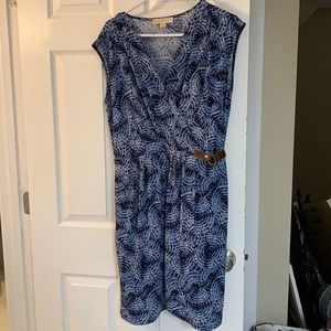 Michael Kors blue pattern cinch leather detail